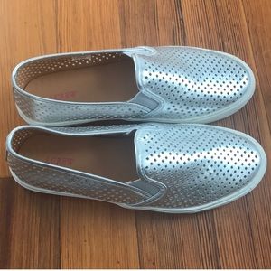 JCrew Slip On Silver Sneakers